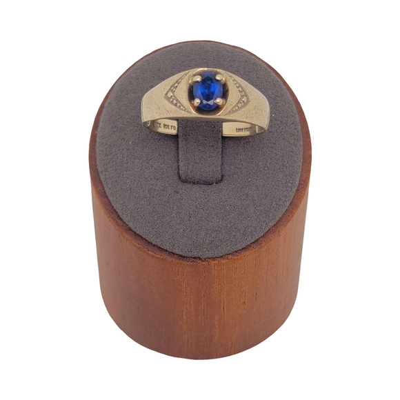 Vintage Love Story 10k Yellow Gold Blue Sapphire Men's Ring Size 11.75